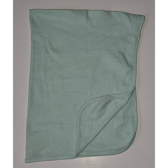 Bambini Solid Mint Green Waffle Knit 100% Cotton Thermal Blanket 28" x 38" - Picture 1 of 7